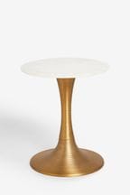 Gold Marble Top Fluted Side Table