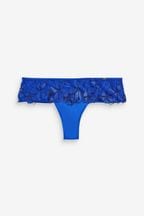 Cobalt Blue Brazilian Floral Embroidered Knickers