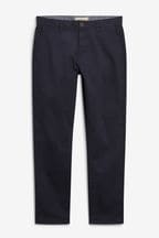 Navy Blue Straight Stretch Chinos Trousers