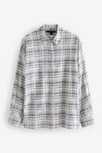 Grey Textured Check Long Sleeve Shirt