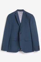 Bright Blue Slim Wool Mix Textured Suit Jacket