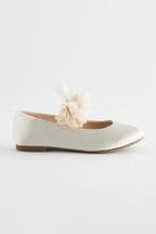 Ivory Cream Bow Stain Resistant Satin Bridesmaid Ballet Shoes