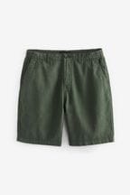 Green Linen Blend Chino Shorts