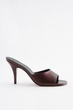 Signature Leather Round Toe Heel Mule Sandals