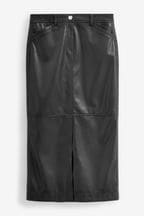 Black PU Faux Leather Column Skirt