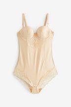 Pastel Rose Nude Firm Tummy Control Cupped Lace Body