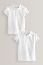 White Cotton Stretch Pretty Collar Jersey Tops 2 Pack (3-16yrs)