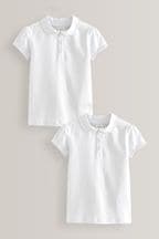 White 2 Pack Cotton Stretch Pretty Collar Jersey Tops (3-16yrs)