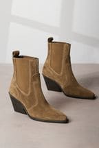 Tan Brown Signature Leather Forever Comfort® Western Cowboy Stitched Boots