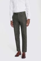 MOSS Khaki Green Tailored Fit Linen Trousers