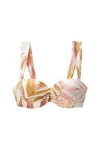 Ecru Cream Leaf Shaping Padded Wired Bandeau Bikini Top