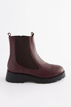 Burgundy Red Regular/Wide Fit Forever Comfort® Leather Chunky Sole Chelsea Boots
