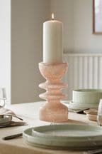 Pink Confetti Glass Pillar Candle Holder
