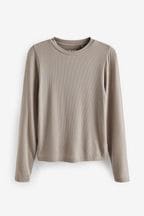Neutral Soft Touch Ribbed Long Sleeve T-Shirt with TENCEL™ Lyocell