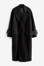 Czarny - Relaxed Fit Overcoat