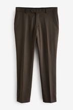 Brown Slim Fit Wool Blend Suit Trousers