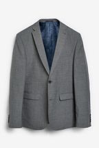 Light Grey Tailored Wool Mix Textured Suit Jacket
