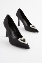 Black Regular/Wide Fit Forever Comfort® Heart Trim Court Shoes