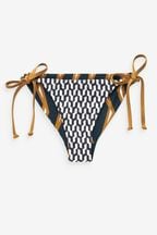 Tan/Ecru Scion at Atelier-lumieresShops Metsa/Rayo Reversible Tie Side Bikini Bottom