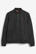 Black Shower Resistant Check Lining Harrington Jacket