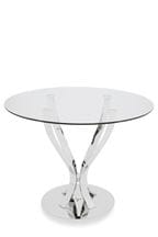 Chrome Tulip Glass Round 4 Seater Dining Table