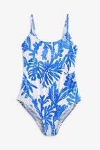 Blue/White Maternity Scoop Swimsuit