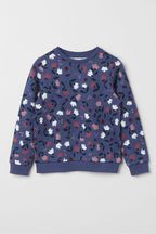 Polarn O Pyret Blue Organic Cotton Floral Print Sweatshirt