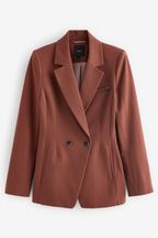 Rust Brown Tailored Double Breasted Blazer