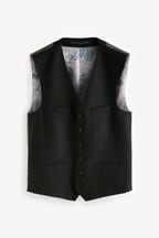 Black Nova Fides Italian Fabric Textured Waistcoat