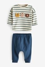 Cream/Navy Blue Character Baby T-Shirt And Leggings 2 Piece Set