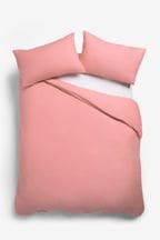 Pink Rose Cotton Rich Plain Duvet Cover and Pillowcase Set