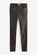 Chocolate Brown Coated Skinny Jeans
