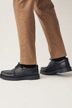 Black Leather Chunky Apron Shoes