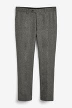 Grey Nova Fides Wool Blend Herringbone Suit Trousers