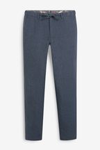 Granatowy w kratę - 100% Linen Trousers