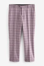 Pink Slim Slim Fit Trimmed Check Suit Trousers