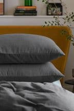 Set of 2 Charcoal Grey 100% Cotton Supersoft Brushed Pillowcases