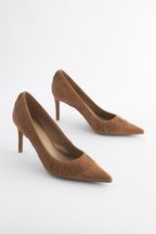 Tan Brown Forever Comfort Leather Fringe Court Shoes