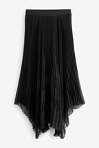 Black Sheer Mesh Chiffon Midi Skirt