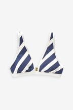 Navy/Cream Stripe Triangle Plunge Bikini Top