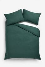 Dark Green Cotton Rich Plain Duvet Cover and Pillowcase Set