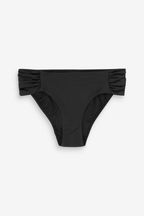 Mint Velvet Black Plain Ruched Side Bikini Briefs