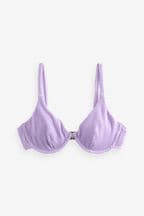 Lilac Purple Crinkle Non Padded Wired Bikini Top