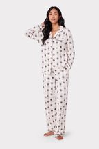 Chelsea Peers Cream Recycled Fibre Gingham Snowflake Print Long Pyjama Set