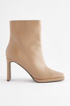 Camel Brown Forever Comfort® Squared Toe Ankle Heeled Boots