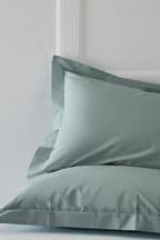 Set of 2 Green Sage Cotton Rich Pillowcases