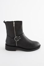 Black Regular/Wide Fit Forever Comfort® D Ring Biker Ankle Boots