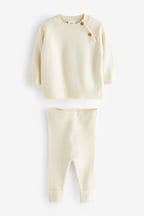 Cream Baby Knitted Jumper & Leggings 2 Piece Set (0mths-2yrs)