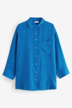 Cobalt Blue Linen Look Casual Summer Shirt