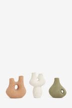 Set of 3 Natural Sculptural Scandi Ceramic Bud Vases